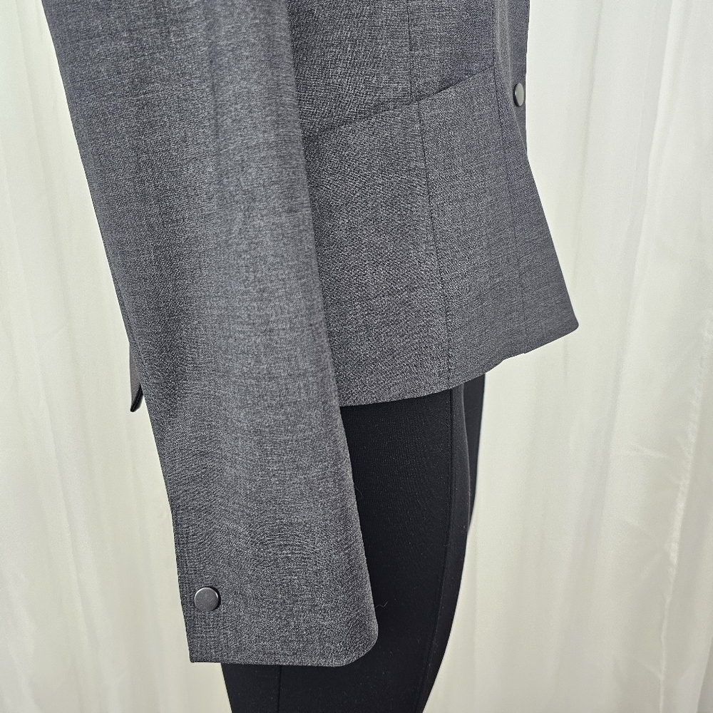 Elie Tahari snap button two-tone gray wool blazer size 8 - Picture 6 of 14